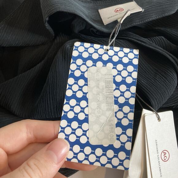 AG Adriano Goldschmied Women's Black One Shoulder Malia Tie Neck Blouse Size S - Picture 7 of 13